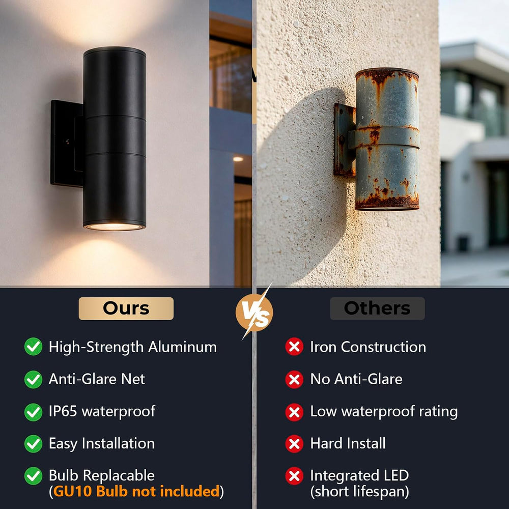 Outdoor Wall Lights,Up and Down Waterproof Exterior Wall Sconces