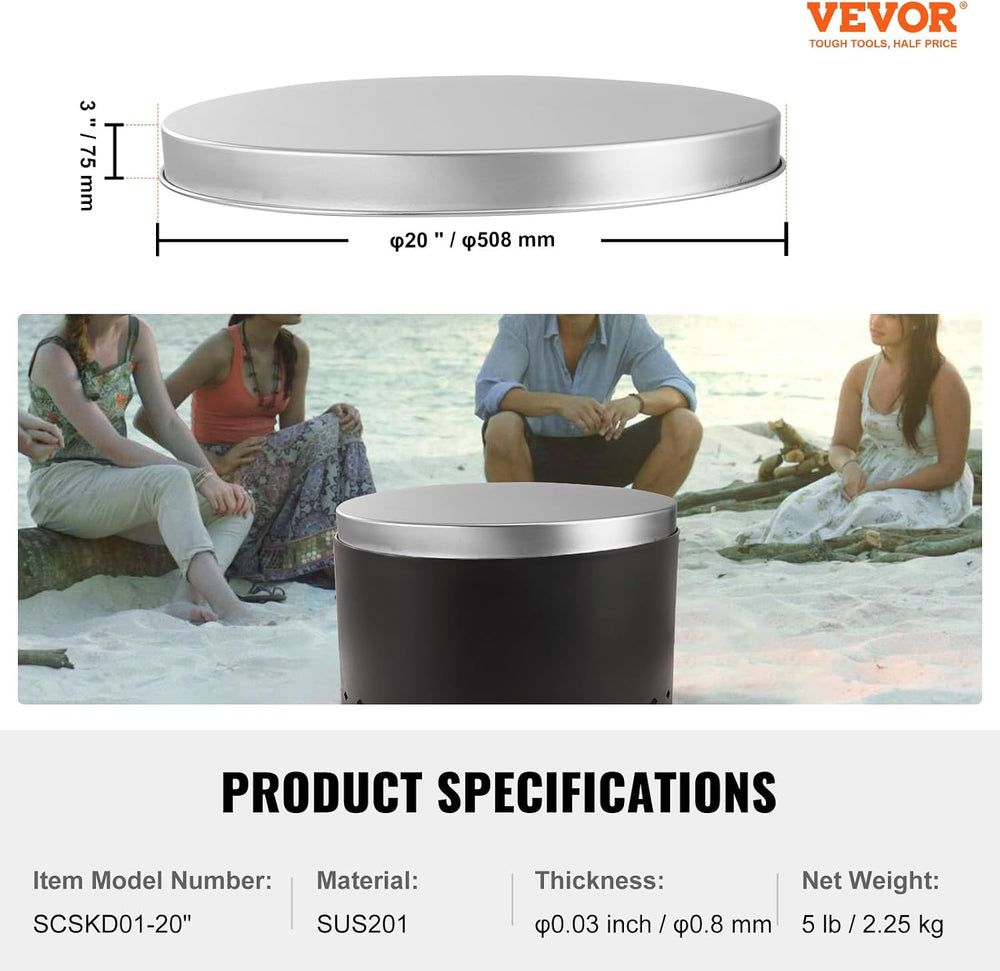 VEVOR Fire Pit Cover Lid, Compatible with The Solo Stove Bonfire 20" Por...