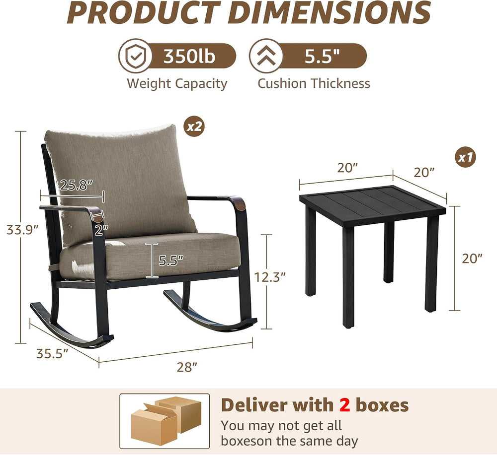 NATURAL EXPRESSIONS 3 Piece Patio Bistro Set, Glider Rocking Chairs & Table