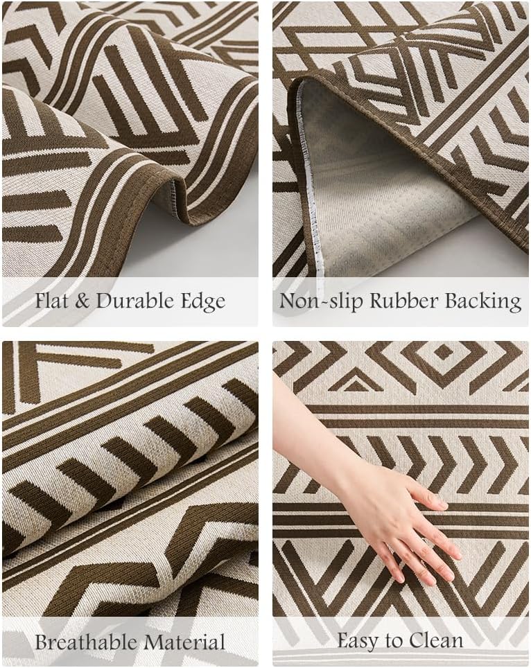 Outdoor Rug Carpet 9x12 ft, Flatweave Textured Outdoor Patio Rug Non Slip Ind...