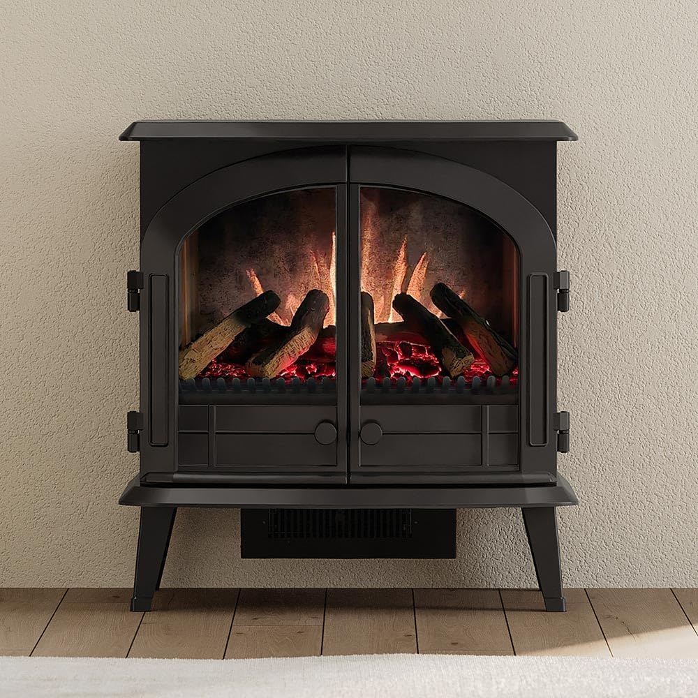 Modern Ember Harlowe Freestanding Electric Fireplace Stove Heater in Black wi...