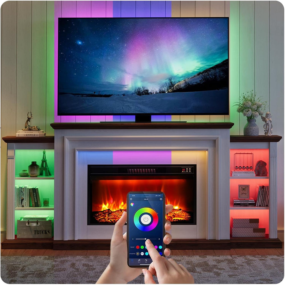 80" Electric Fireplace TV Stand for TVs Up to 90" with LED Light
