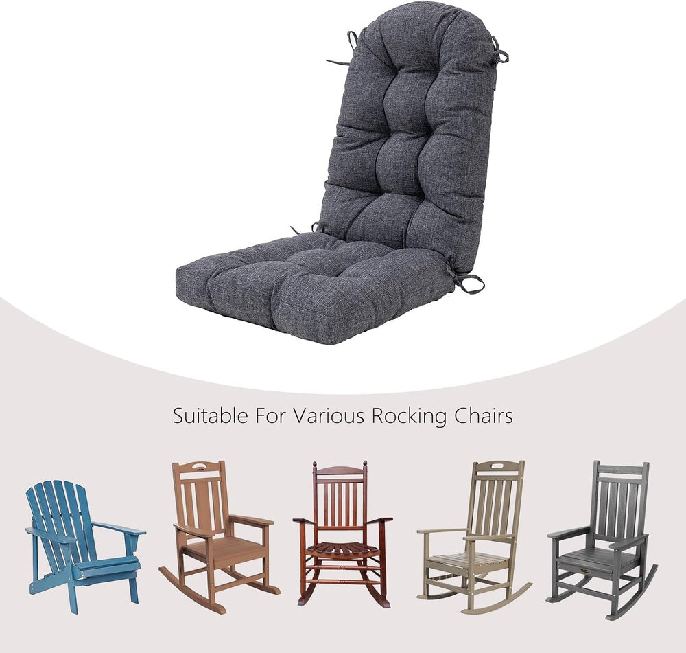 Outdoor Rocking Chair Cushion Set of 2 for Adirondack Chair, High Back Patio ...