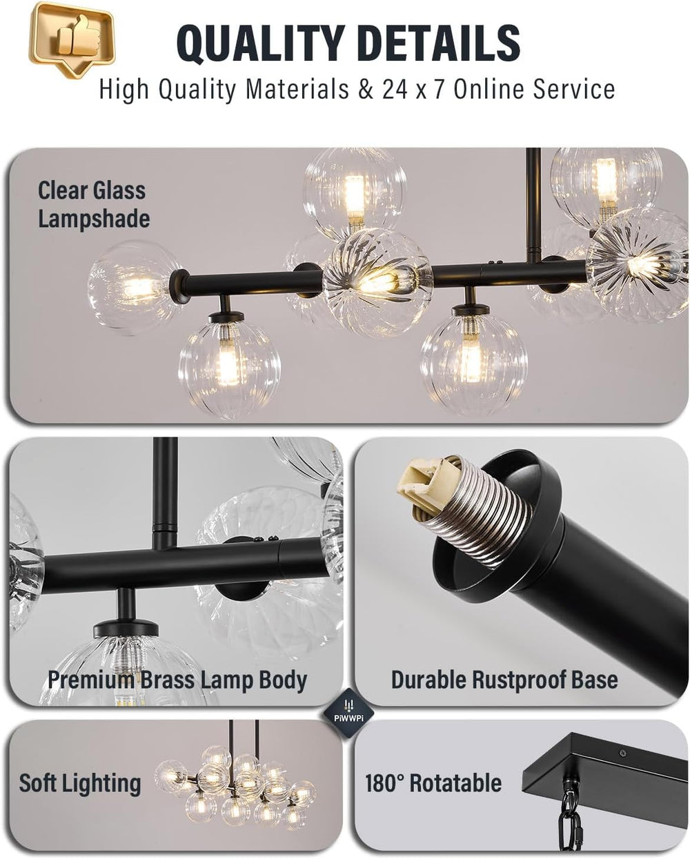 Large Linear Chandeliers for Dining Room Kitchen Island, 55" Long Light ...