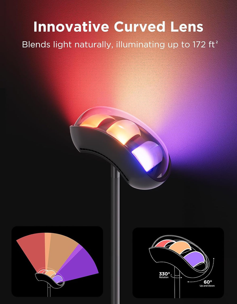 Govee Torchiere Floor Lamp Work with Matter, Alexa, RGBIC Standing Lamp