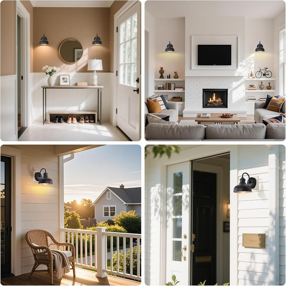 Black Outdoor Gooseneck Lighting for Barn 7 Inch Farmhouse Exterior Light Fix...