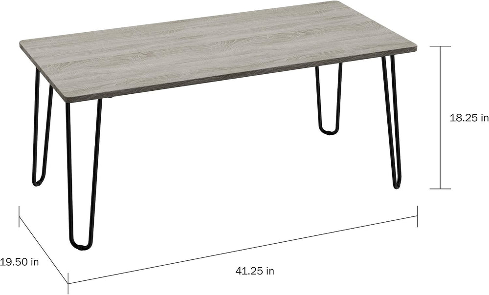 Lavish Home Coffee Table with Hairpin Legs, Gray, 41.25” x 19.5” x 17.75”