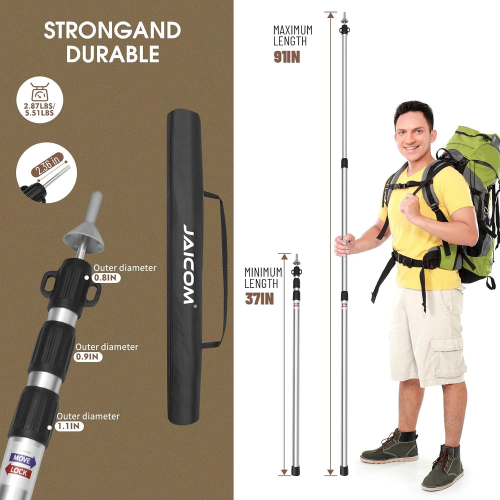 JAICOM Adjustable Tarp Poles, Tent Poles for Camping, Set of 2, 7'6"...