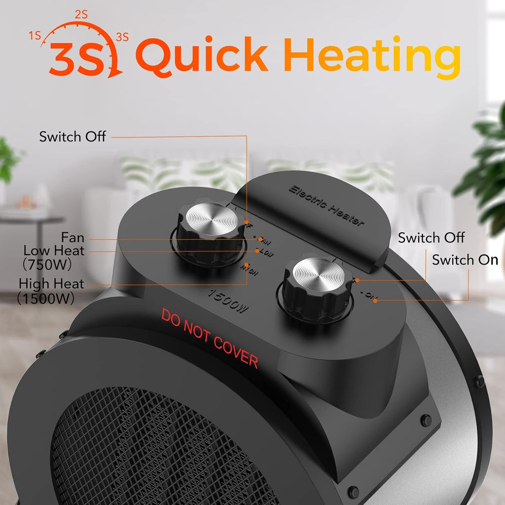 Elevoke Space Heaters for Indoor Use, 1500W PTC Electric Heater with 90°Adjus...