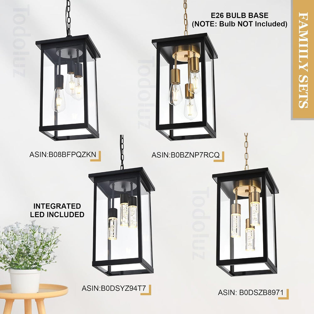 TODOLUZ 5CCT LED Large Outdoor Pendant Light Fixtures, 3-Light LED Integrated...