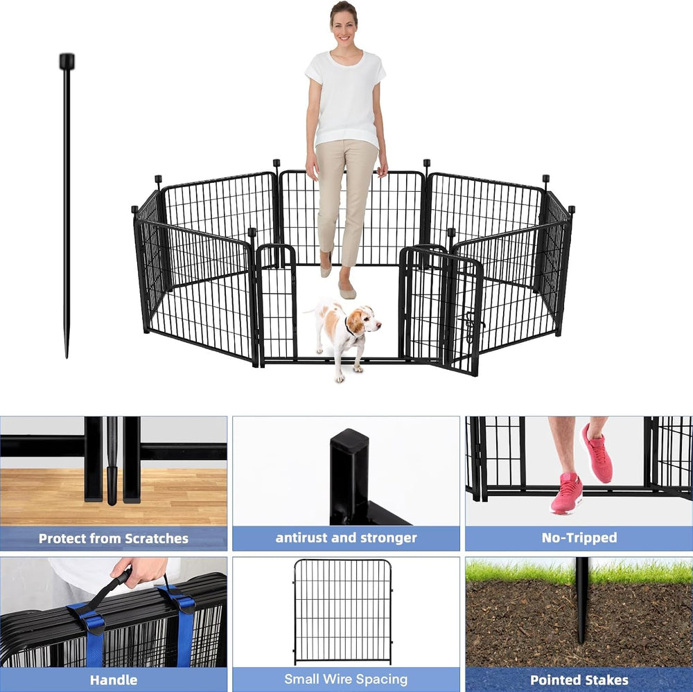 ADAVIN 24 in(H) Garden Fence with Gate, 8 Panels Total 19.7 Ft(L), Heavy Duty...