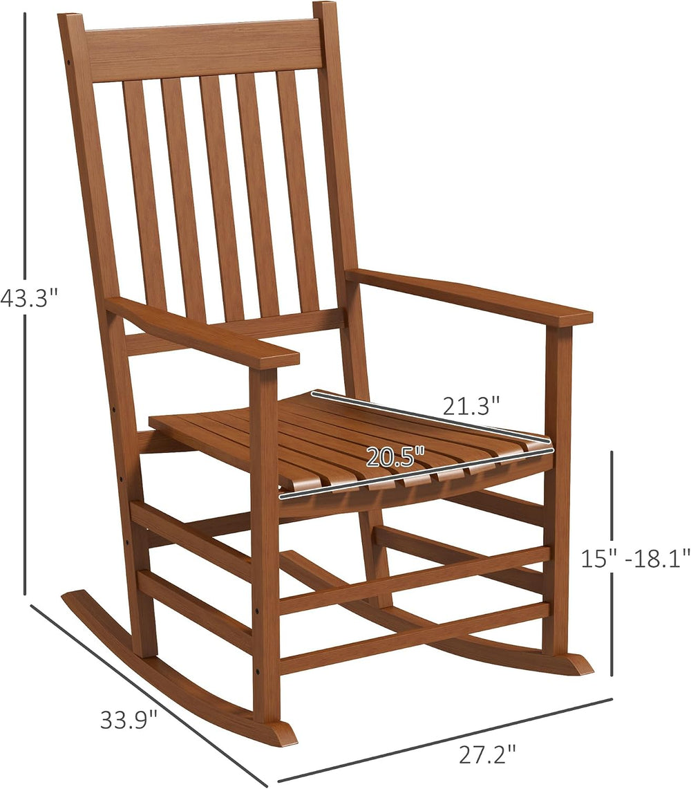 Outsunny Outdoor Rocking Chair Set of 2 High Density Wooden Rocker Teak