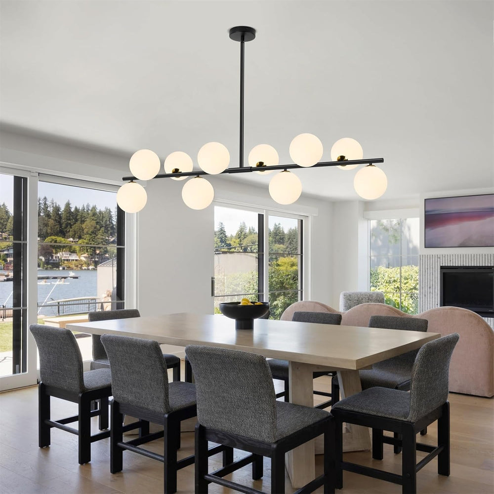 PAZALA 10-Light Black and Gold Sputnik Chandeliers, Height Adjustable Modern ...