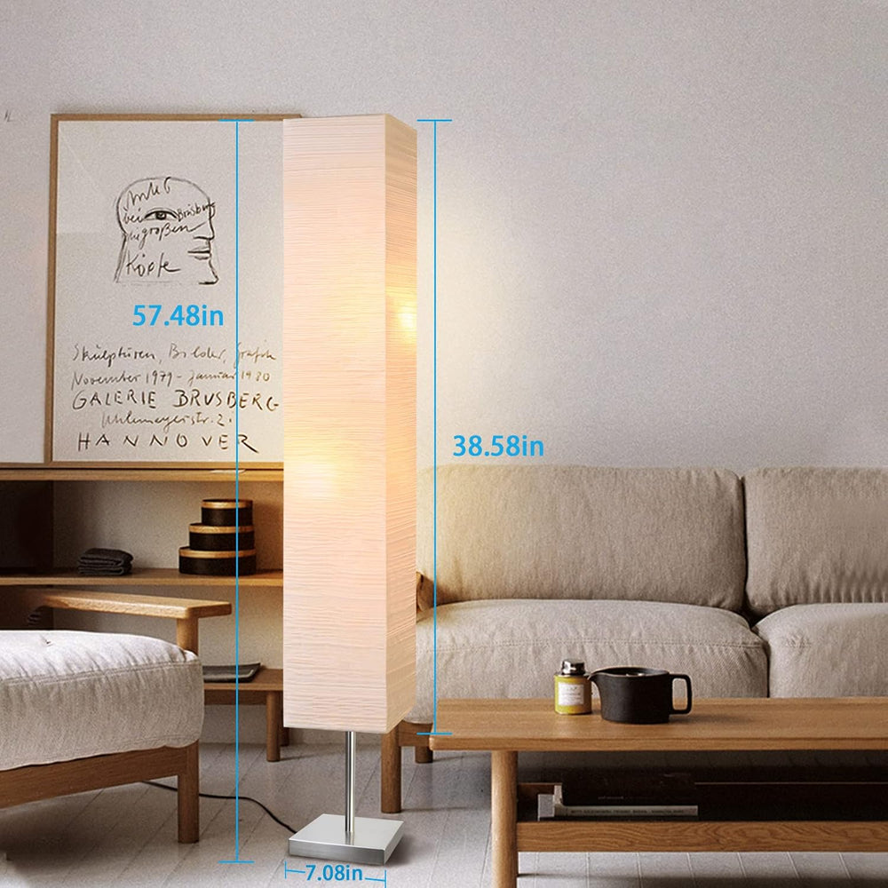 Modern Floor Lamp,Paper Tall Standing Lamp with Shade, Off White