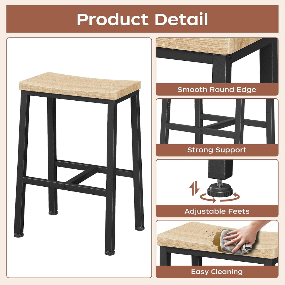 Homeiju Bar Stools, Counter Height Bar Stools Set of 2, 23.6 Inch Saddle Stoo...