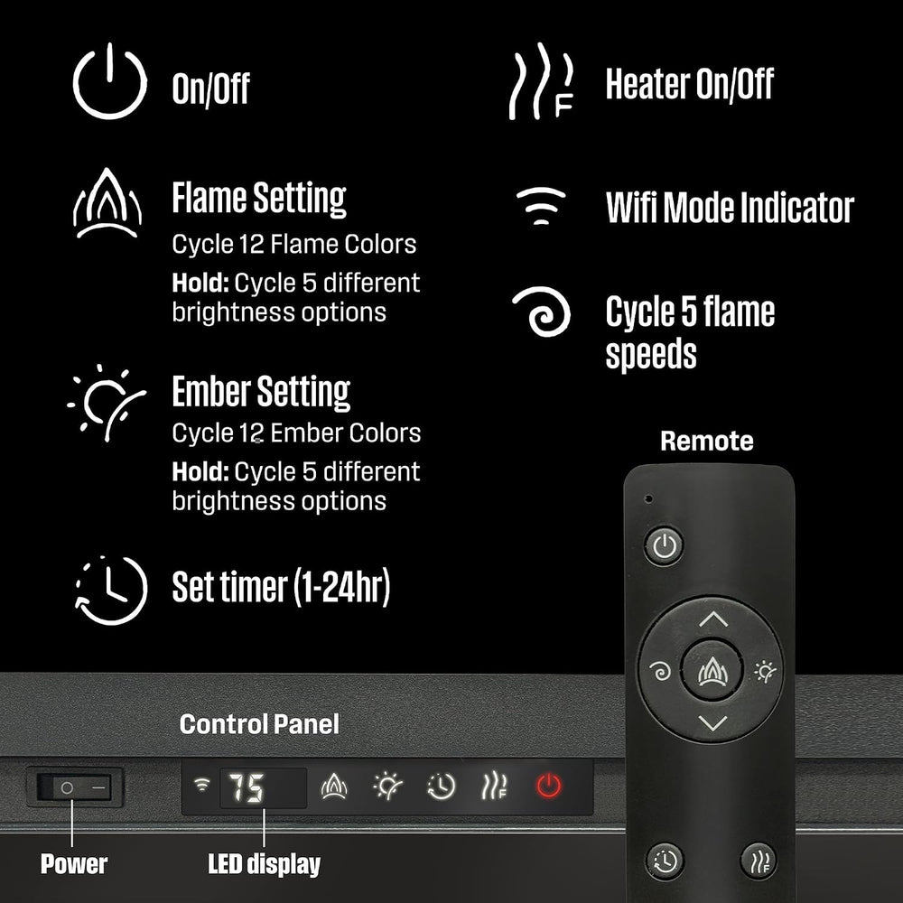 Westinghouse 50 Inch Electric Fireplace Heater, Compatible with Alexa & G...