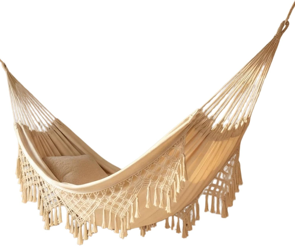 Outdoor Hammock Garden Cotton Hammock Macrame Fringe Hammocks Boho