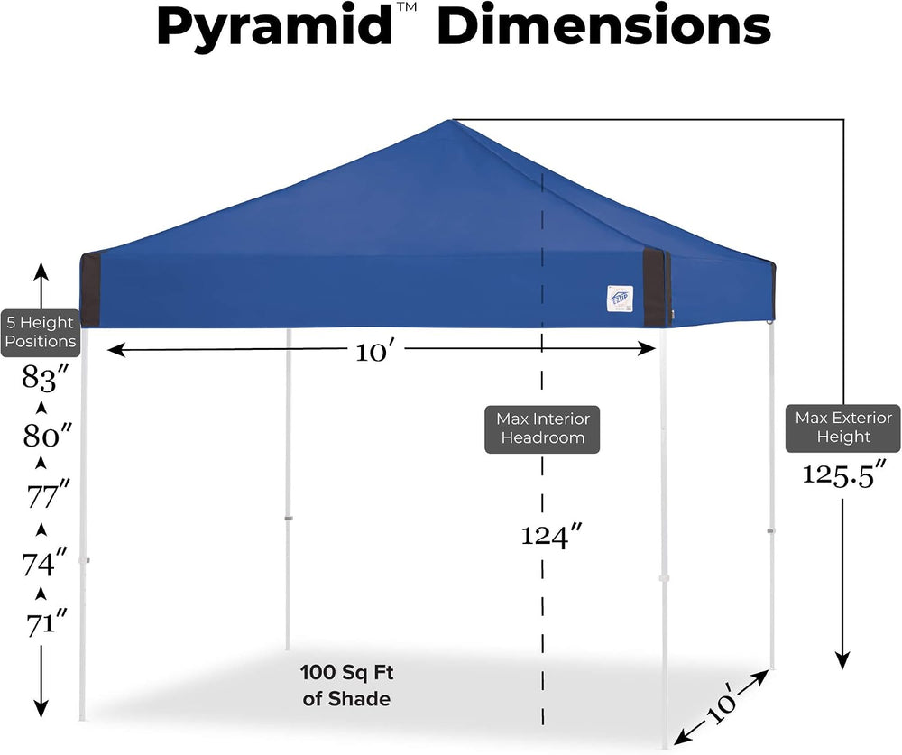 E-Z UP Pyramid Instant Shelter Canopy Pop Up Tent, 10' x 10' with Wid...