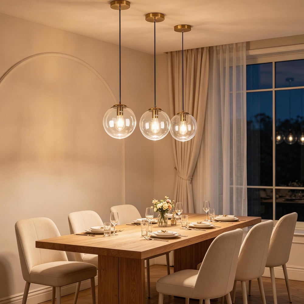 10" Gold Globe Pendant Light Mid Century Modern for Kitchen Island