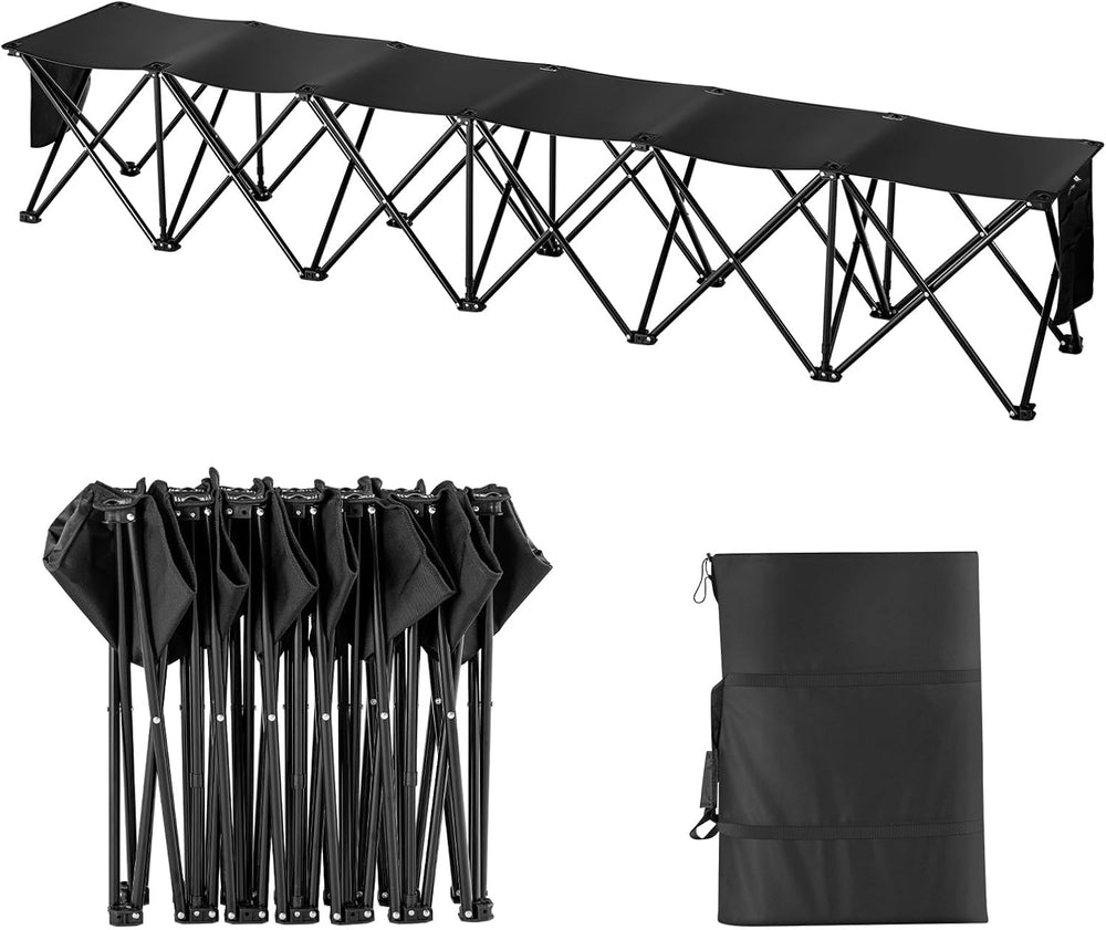 VEVOR Portable Folding Bench, 6 Seats Foldable Sideline Bench, Outdoor Campin...