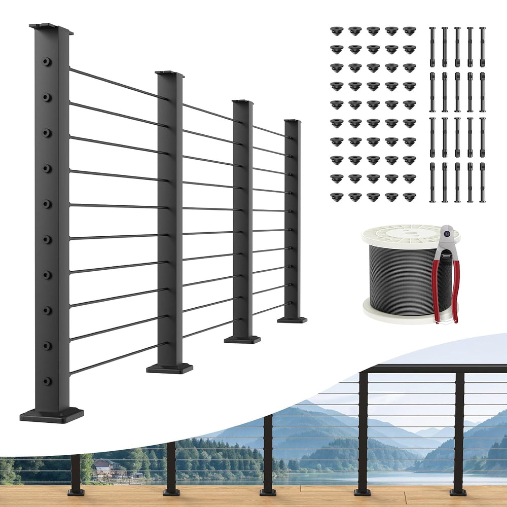 BLIKA 12FT-20FT Complete Set 36" Cable Railing Post Kit