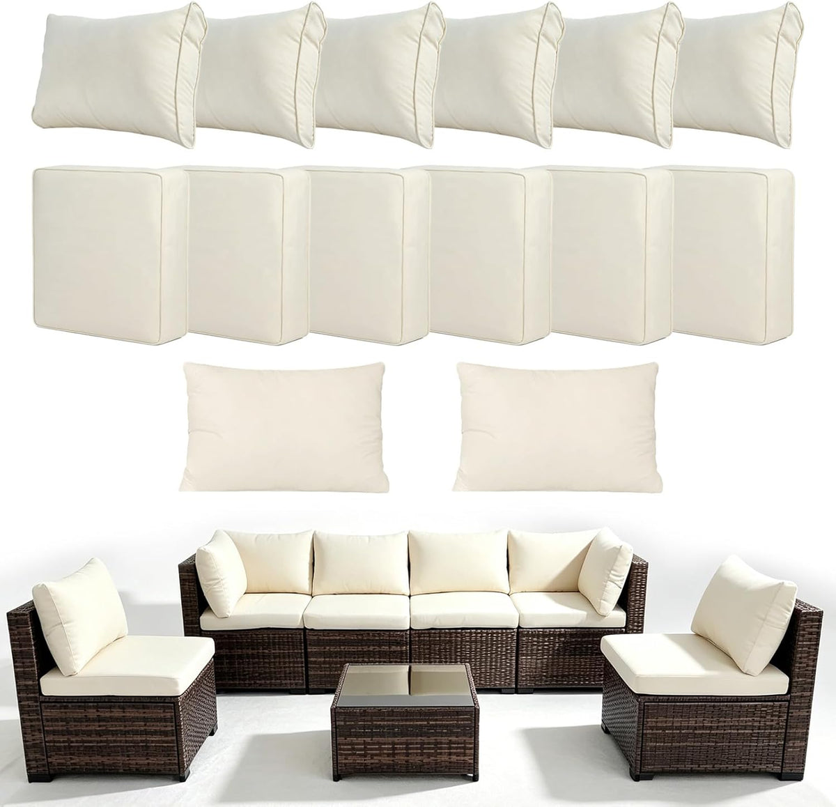 outdoor cushion covers, patio furniture cushion covers, beige, main product view