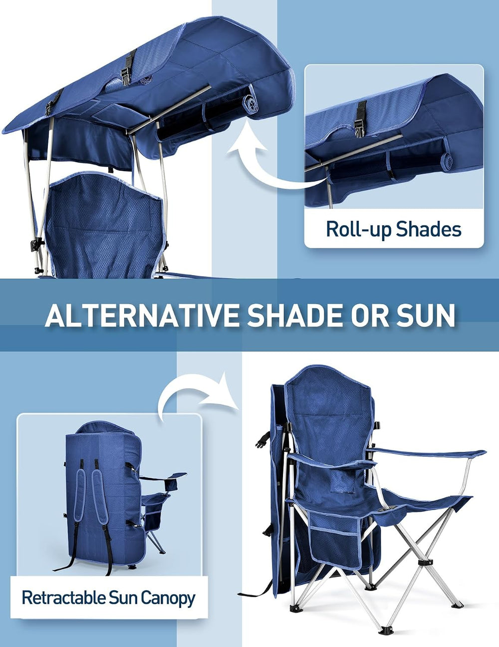 Docusvect Beach Chair with Canopy Shade - Canopy is the Backpack