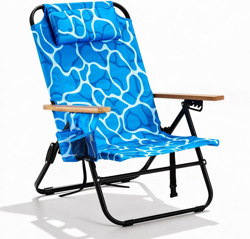 Premium Portable Camping Chair 5-Position Recliner Beach Folding Lightweight ...
