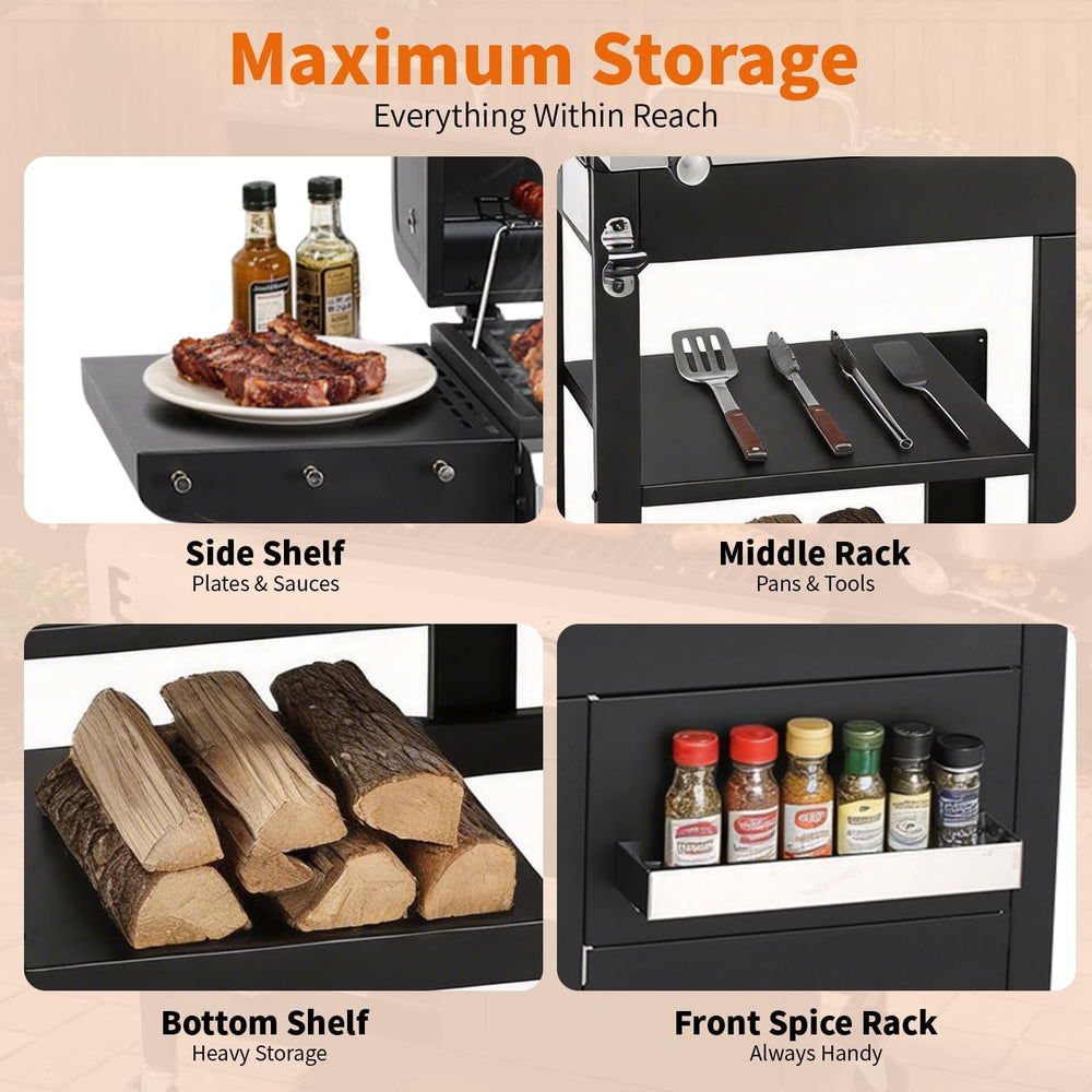 Gas & Charcoal Combo Grill, 2-in-1 Dual Fuel, Side Burner