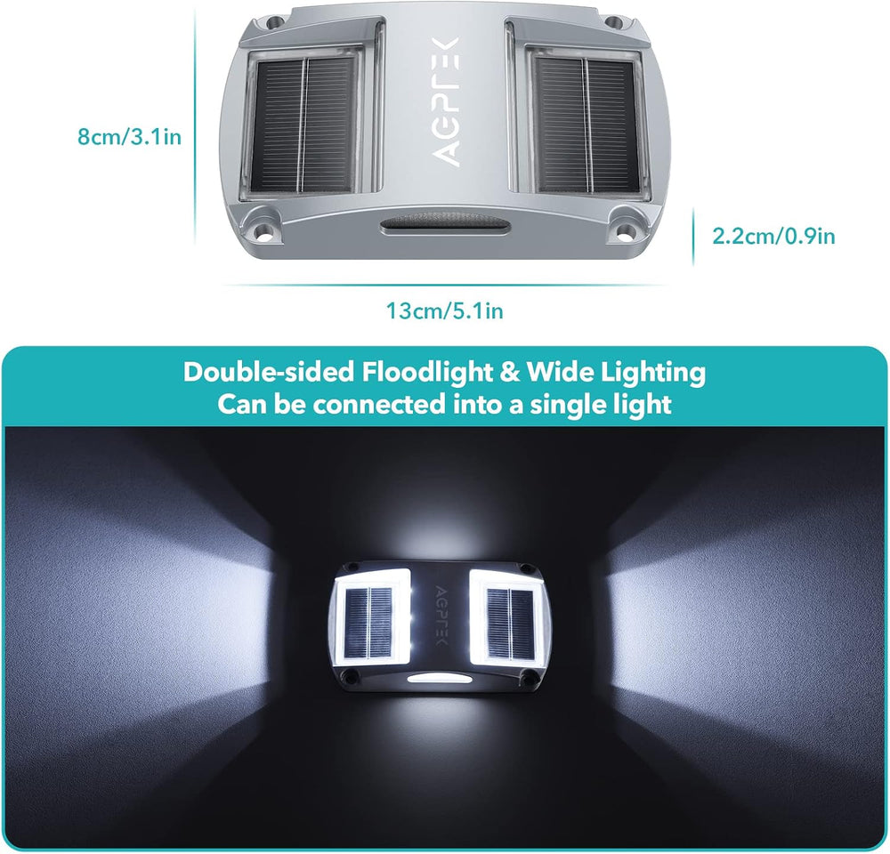 AGPTEK Solar Driveway Lights 12 Pack, White LED Deck Lights, Waterproof, Sola...