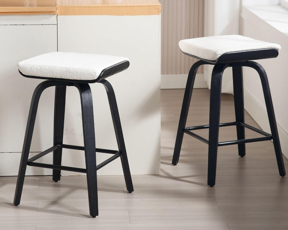 HNY 26" Swivel Bar Stools Set of 2, Backless Counter Height Bar Stools w...