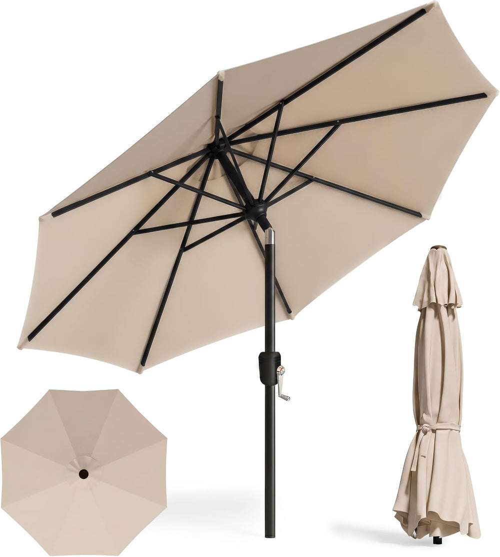 Patio Umbrella Outdoor 9ft, Table Yard Market Waterproof Canopy, Tilt Crank