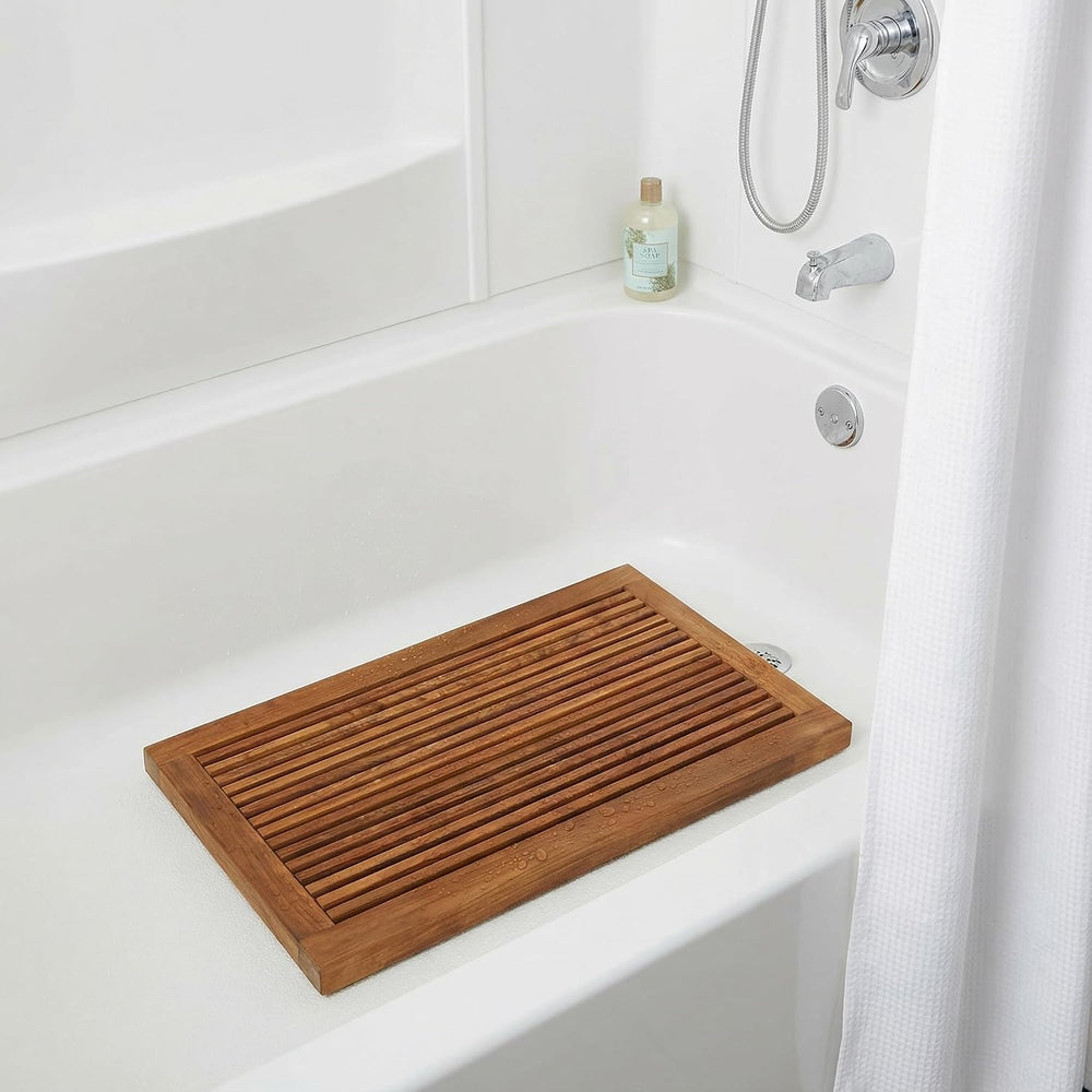 Bare Decor Dasha Spa Shower or Door Mat, 31.5 by 17.75-Inch, Solid Teak Wood ...