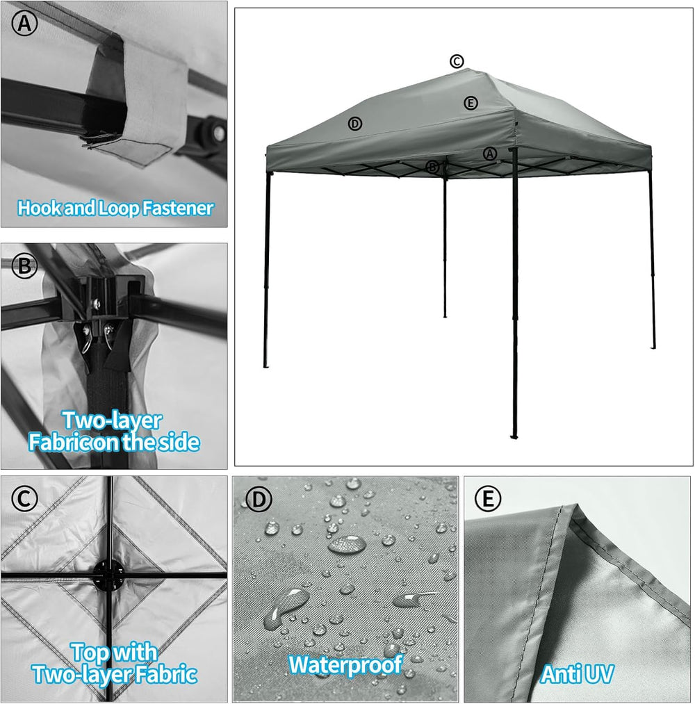 10x10 Canopy Replacement Top,300D Waterproof Pop Up Canopy Tent Cover for Str...