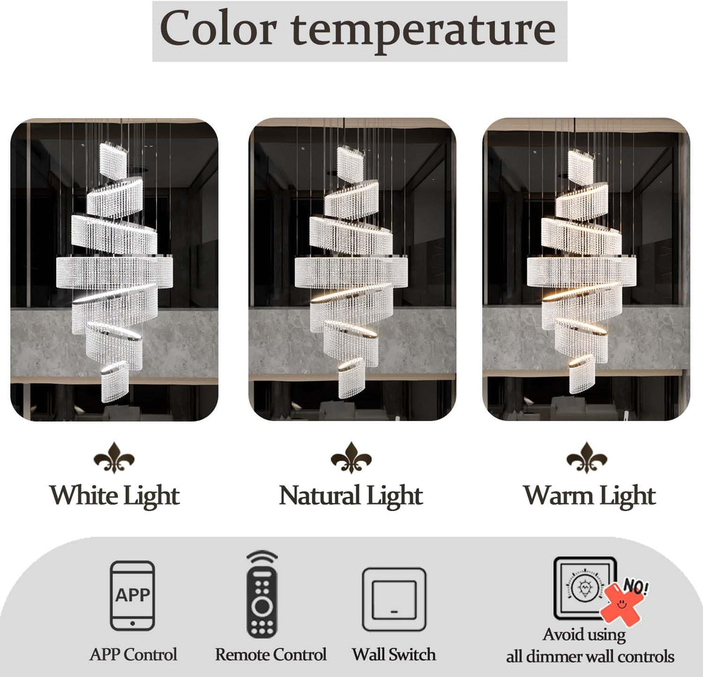 Flashing God H120'' Large 9-Tier Crystal Chandelier for High Ceiling ...