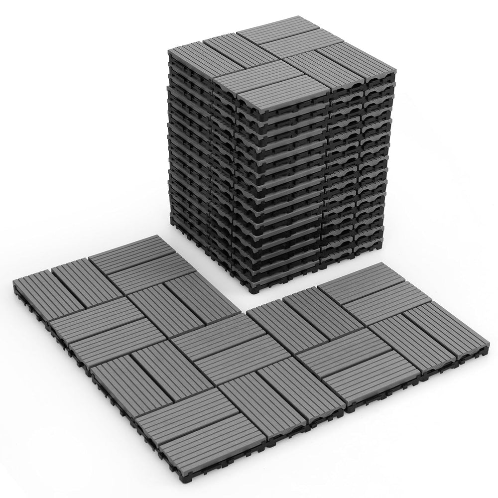 GIANTEX 18 PCS Interlocking Deck Tiles, 12" x 12" Composite Decking...
