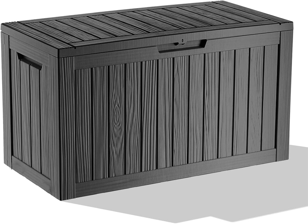 EasyUp 150 Gal Deck Box Waterproof Outdoor Storage Box Black