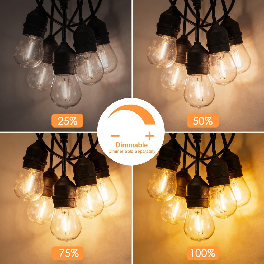 SUNTHIN 50FT Outdoor String Lights with 16 1W LED Bulbs