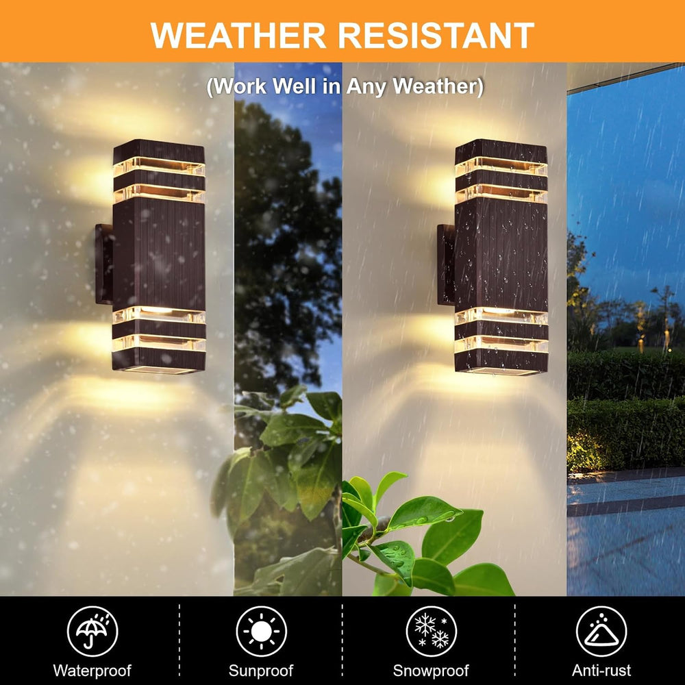 DASTOR 4 Pack Outdoor Wall Lights, Brown Exterior Lighting Fixtures Wall Moun...