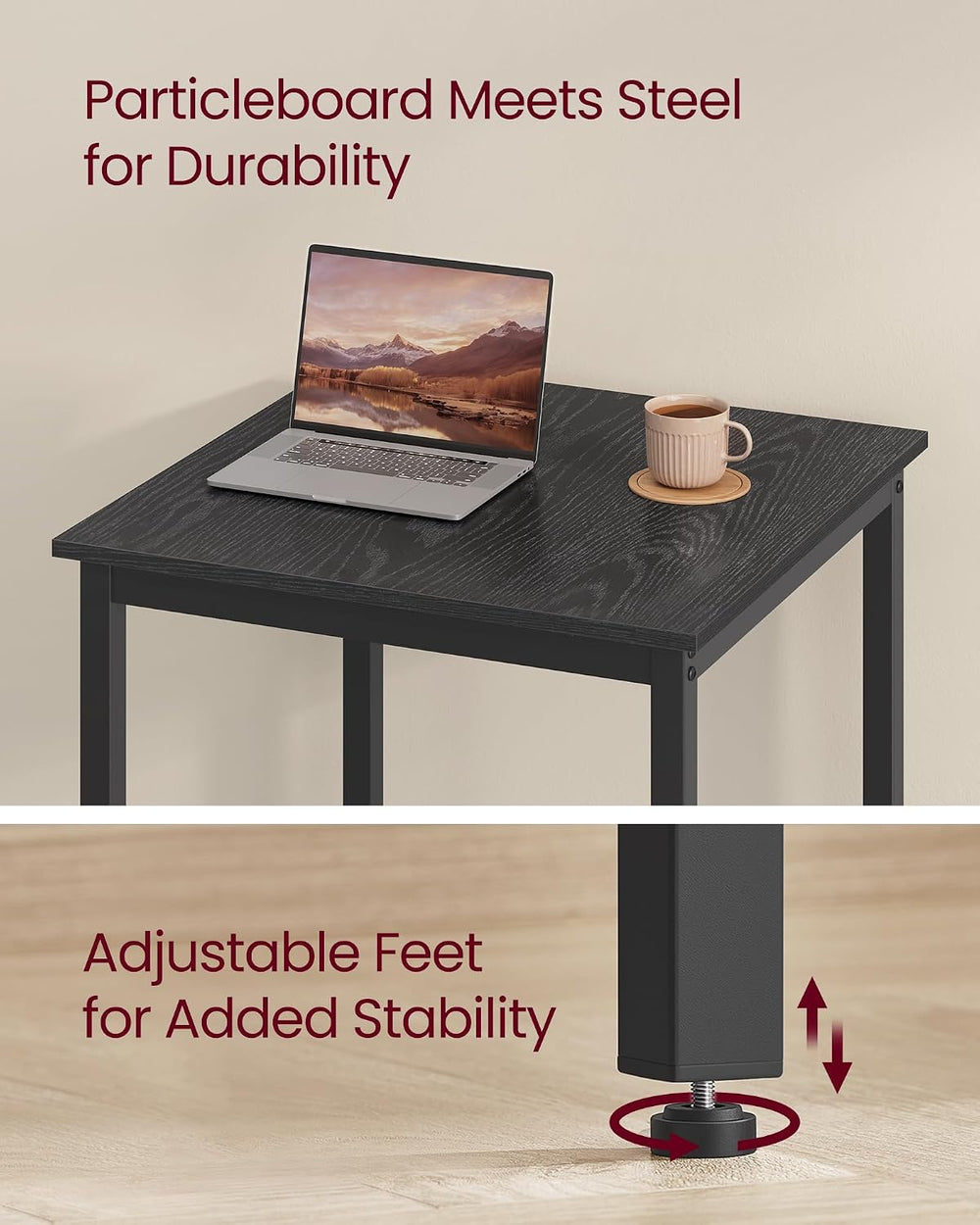 VASAGLE Bar Table, High Top Pub Table, Square, Metal Frame