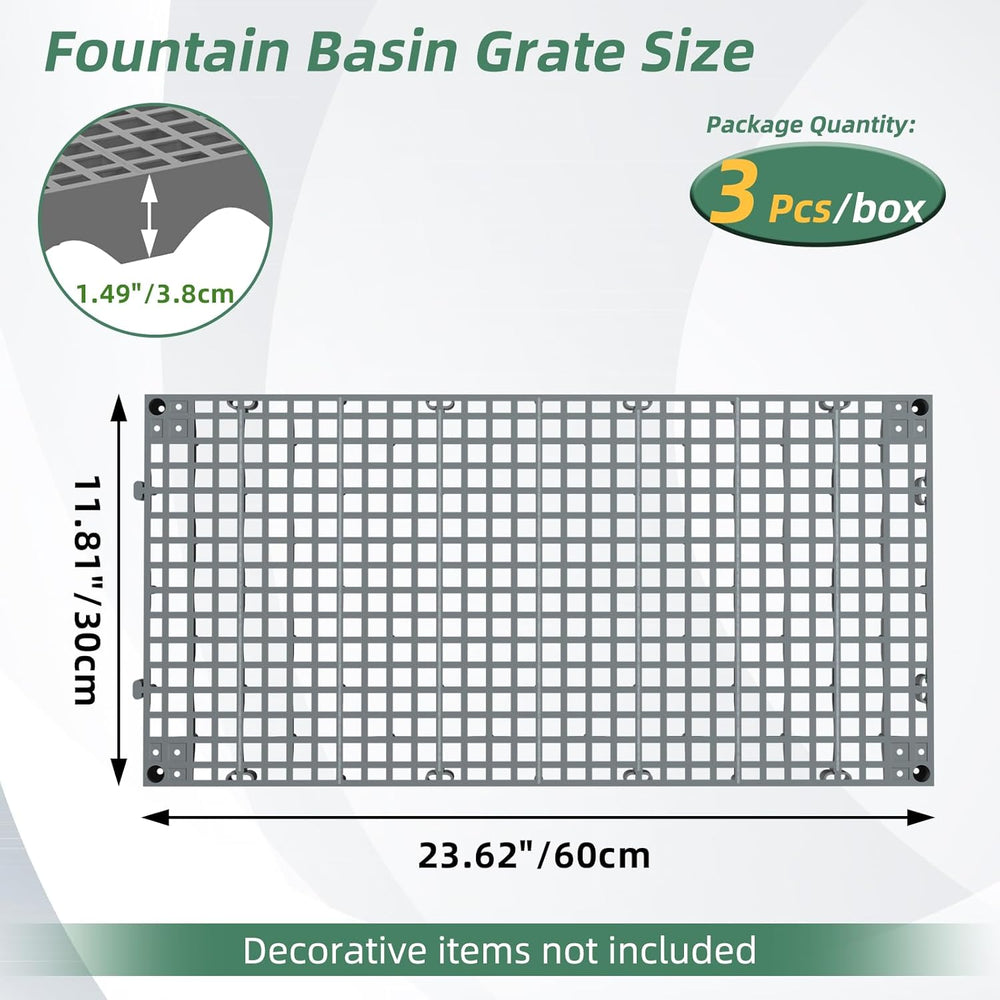 3 Pack 24" x 12" Heavy Duty Fountain Basin Grate, Hide Reservoir Gr...