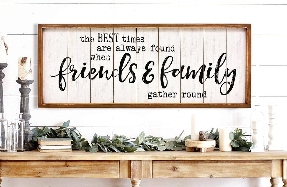The Best Times Friends & Family Rustic Wood Sign, Farmhouse Wall Decor wi...