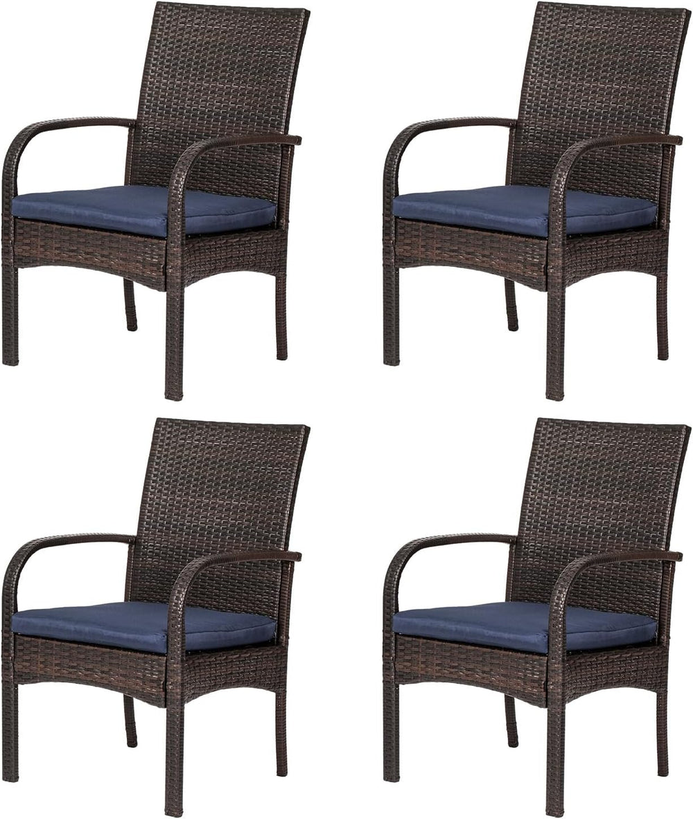 Wicker Patio Dining Chairs Set of 4 - All Weather Outdoor Wicker Chairs with ...