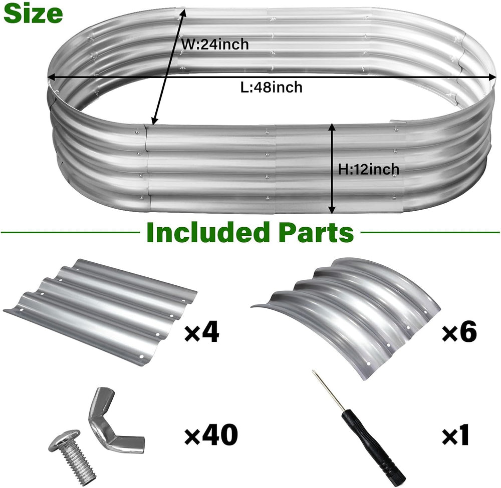 Raised Garden Bed Kit,2 Pack 4x2x1ft Galvanized Garden Beds Outdoor with Safe...