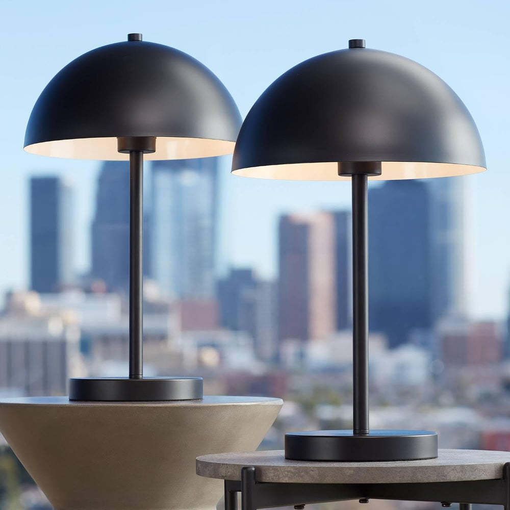Rhys 19 1/2" Small Table Lamps Set of 2 Black Mushroom Mid Century Modern