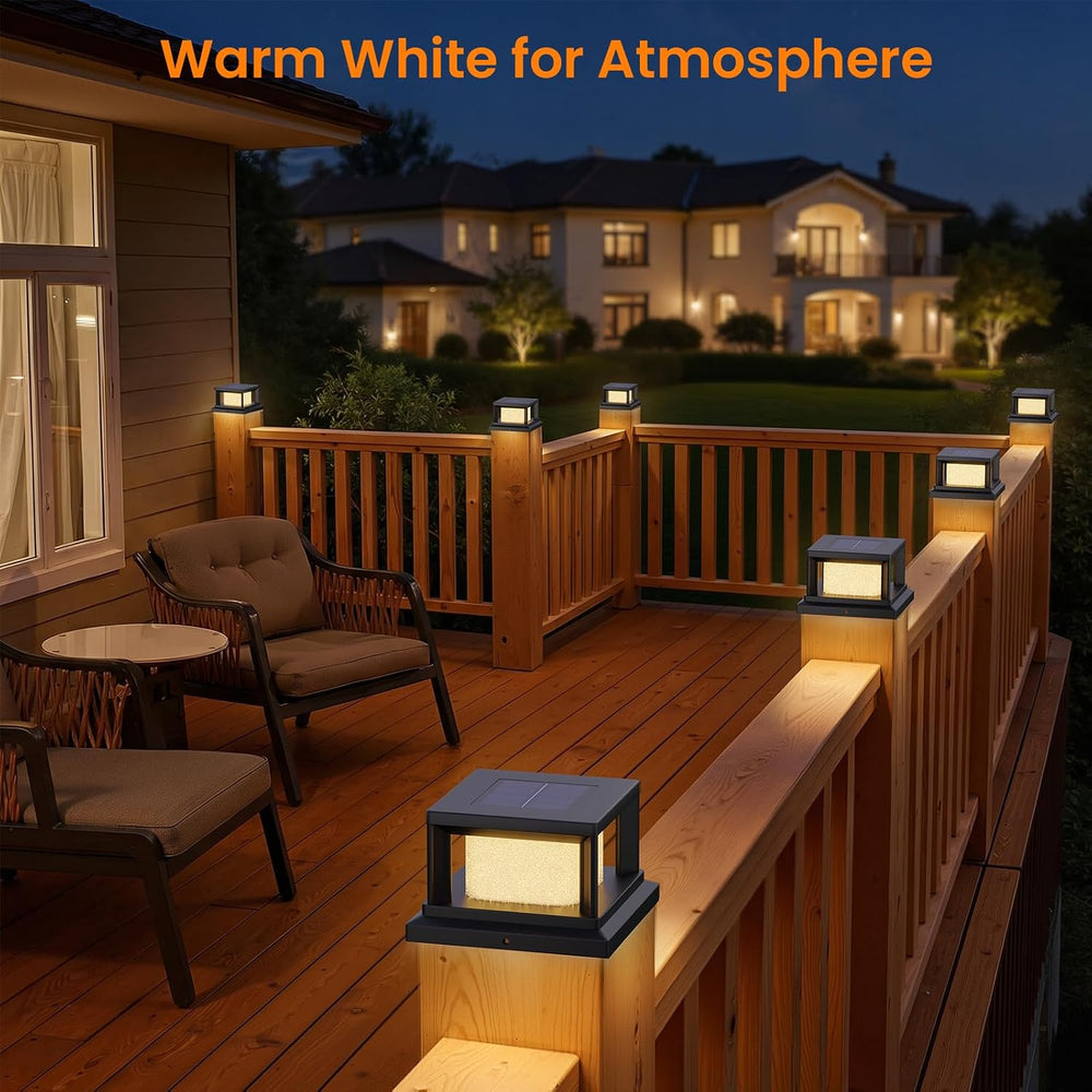 Mlambert 12 Pack 4x4 Solar Post Light, 2 Mode Wooden Vinyl Fence Cap, Black