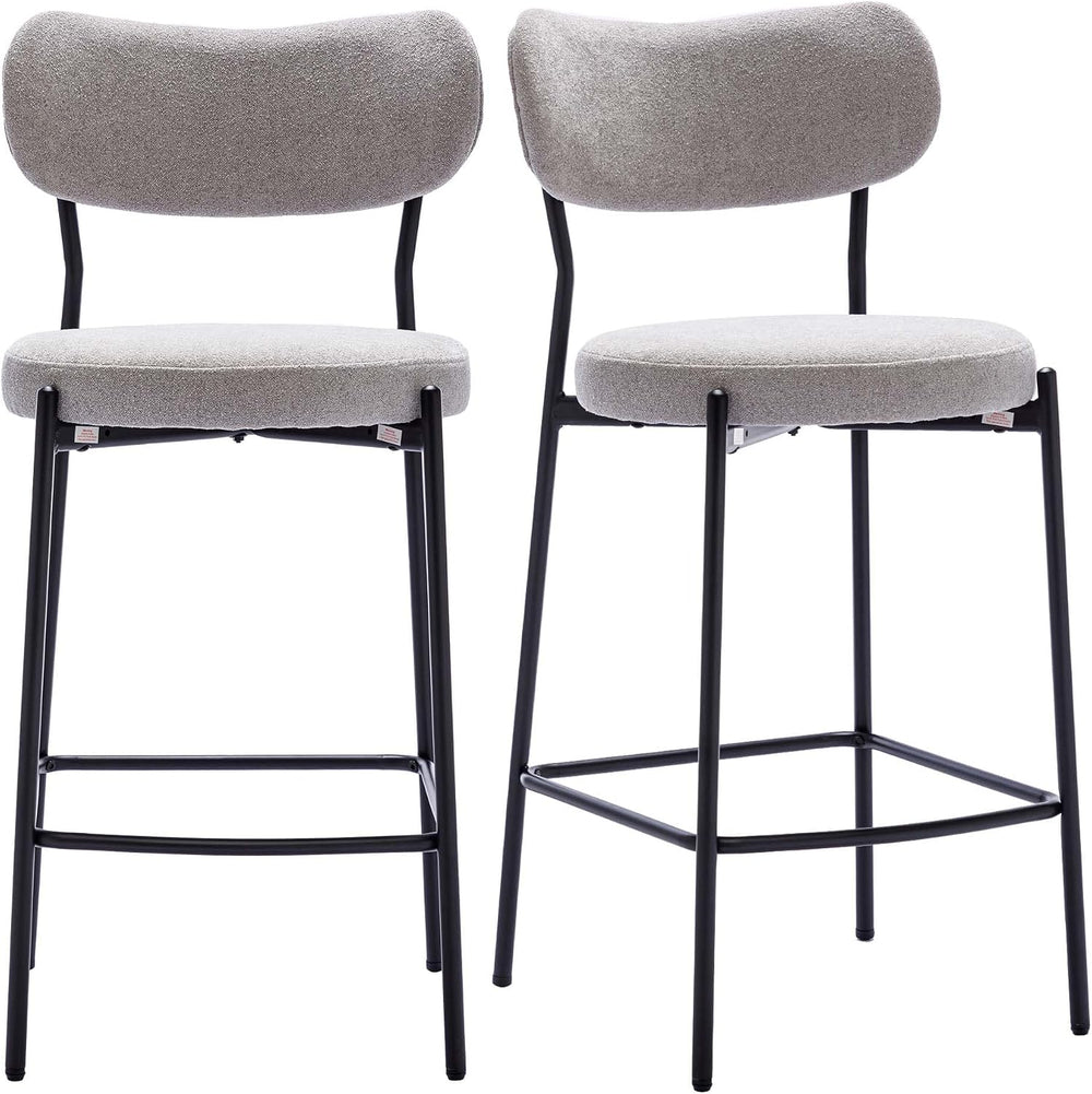 DUHOME Counter Height Bar Stools Set of 2,Upholstered Barstools with Back