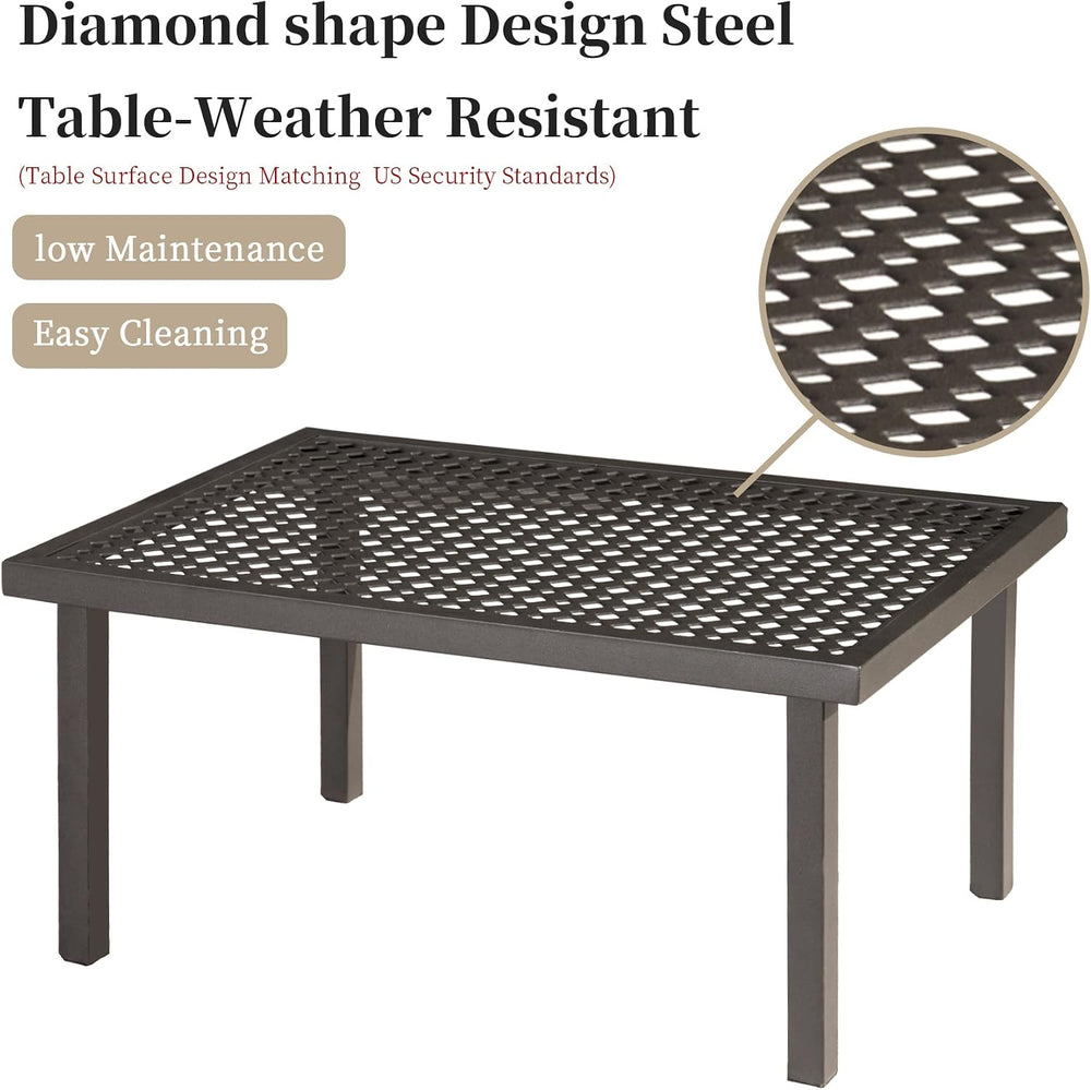Domi Patio Conversation Set 4 Pieces, Metal Outdoor Patio Furniture with Coff...