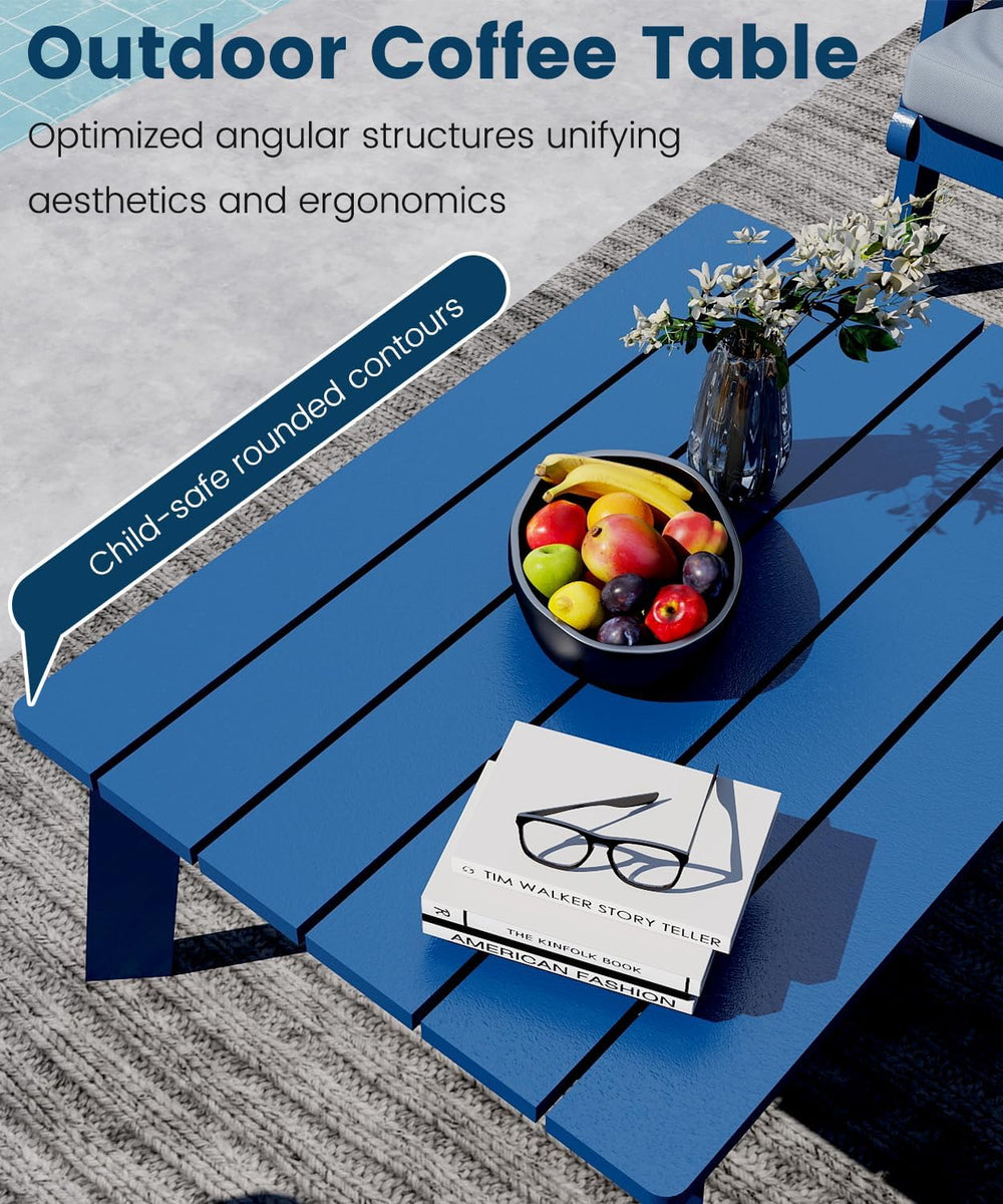 FOOWIN 4-Piece Patio Furniture Set, HDPE All-Weather Outdoor Conversation Set...