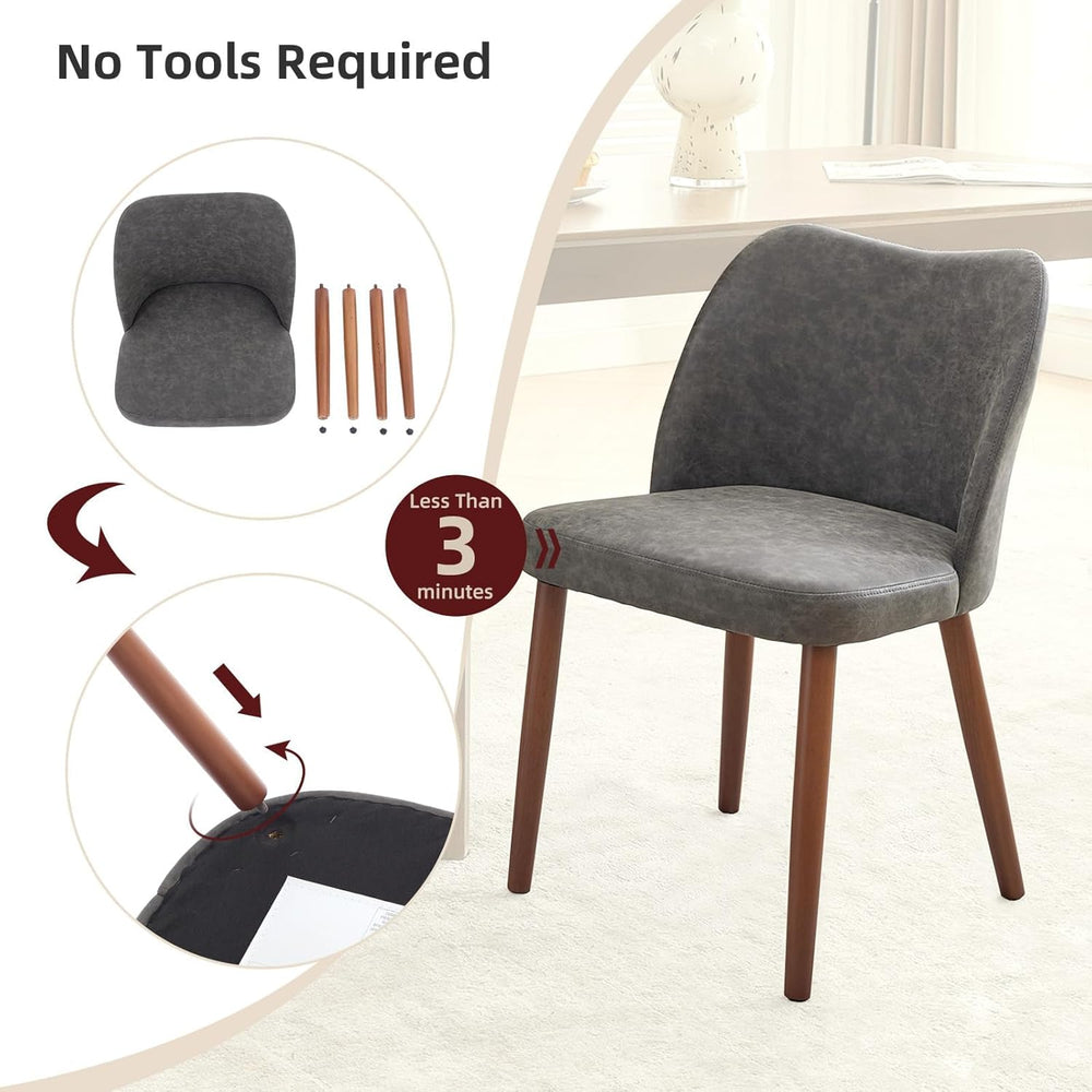 GarveeHome Wooden Dining Chair Set of 4 Upholstered Leather Dining Chair